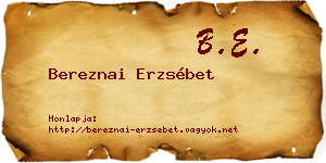 Bereznai Erzsébet névjegykártya